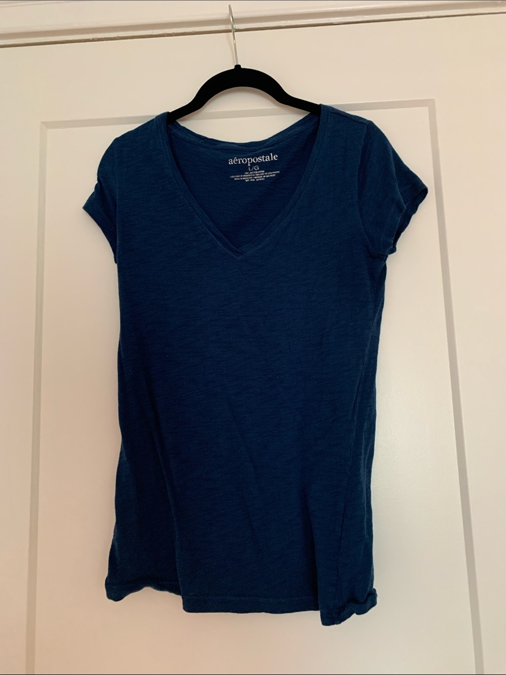 Aeropostale Women's Deep Blue V-Neck Short Sleeve Tee